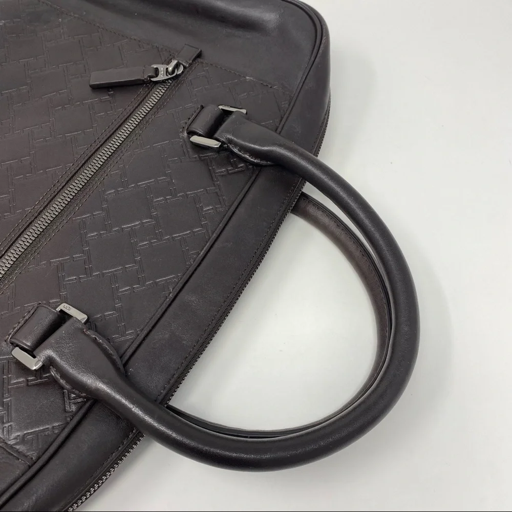 Tumi Ticon Brown Leather Brief Top Zip Bag Case